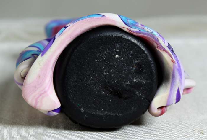 Semi-precious stone & clay figurine - purple, pink, blue