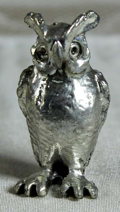 Miniature owl - silver - lead filled