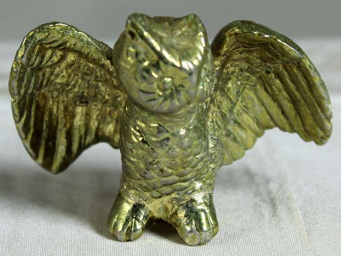 Miniature owl with open wings - brass  - lead filled