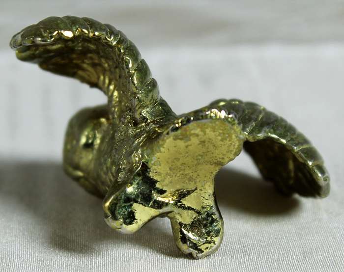 Miniature owl with open wings - brass  - lead filled