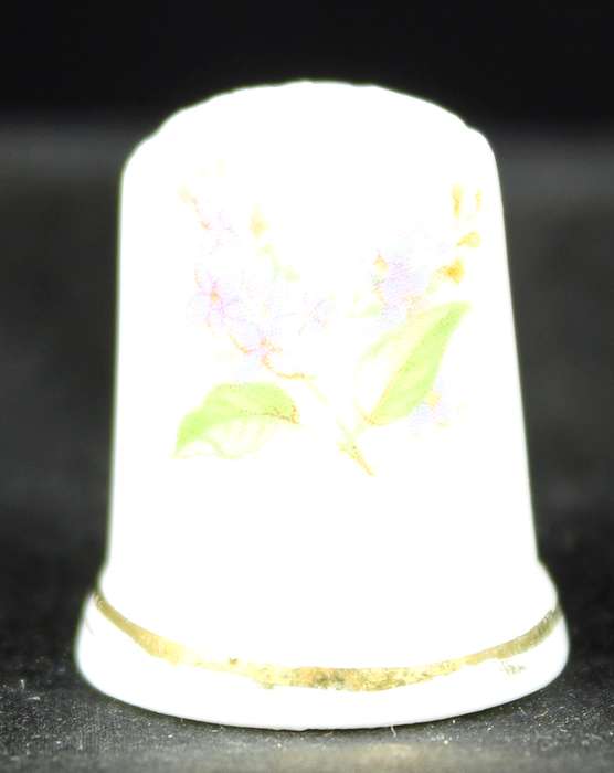 Porcelain Thimble - Purple Flowers