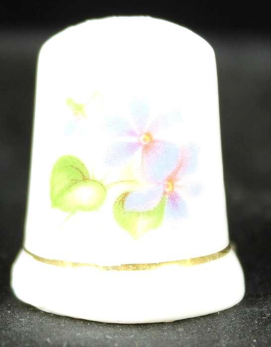 Porcelain Thimble - Purple Flowers