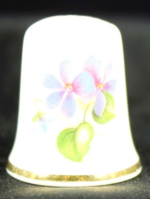 Porcelain Thimble - Masons - Pink & Purple Flowers