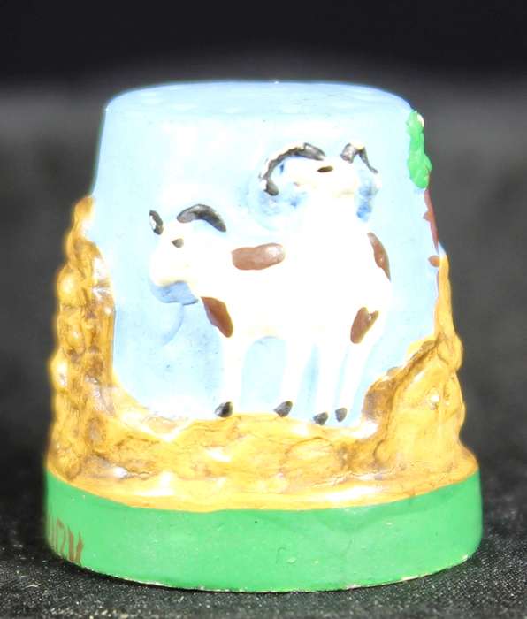 Metal Thimble - Embossed Cow Scene