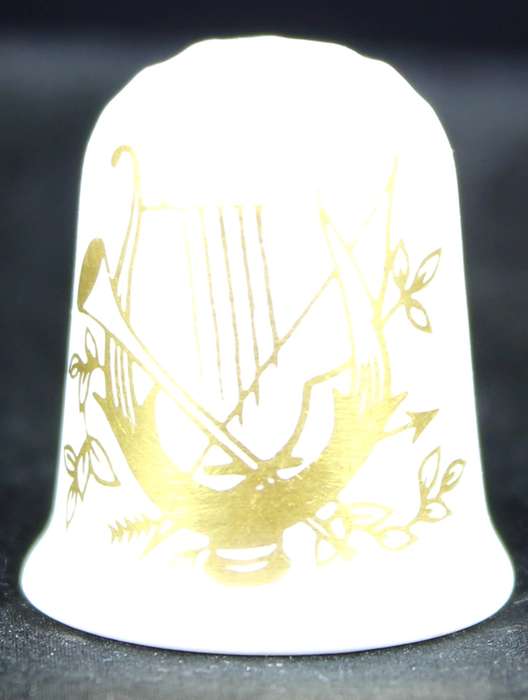 Porcelain Thimble - Coalport - Ship Motiv