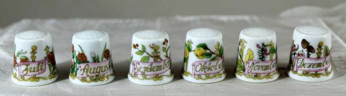 Porcelain Thimble - Hutschenreuther - Full Set - Flower of the Month