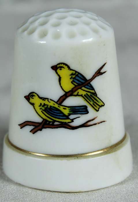 Bone China thimble - yellow bird