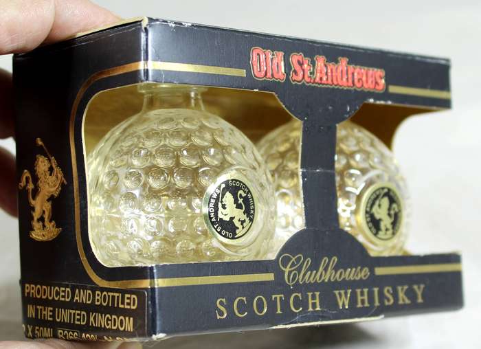 Mini liquor bottles - pair of St. Andrews - clubhouse whisky