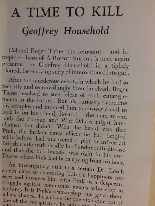 A Time to Kill - Geoffrey Household (1951 1st Edition Hardcover)
