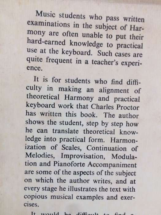 Harmonization at the Keyboard: A Practical Handbook - Charles Proctor (1961 1st edition Hardcover)