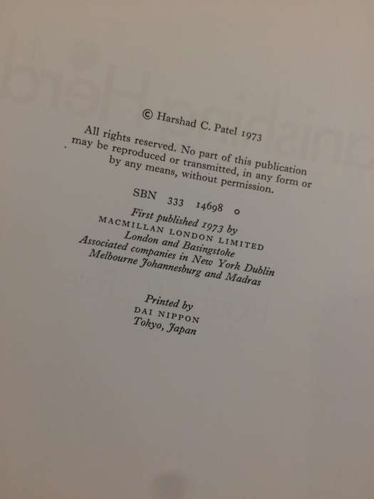 Vanishing Herds - Harshad C Patel (1973 1st Edition Large Format Hardcover) | MacMillan