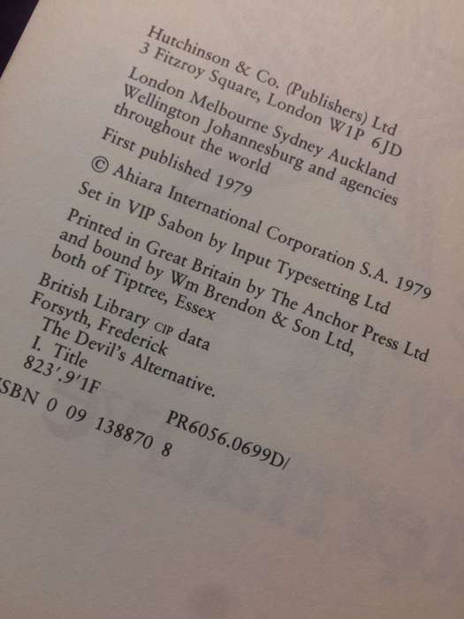 The Devil's Alternative - Frederick Forsyth (1979 1st Edition Hardcover)