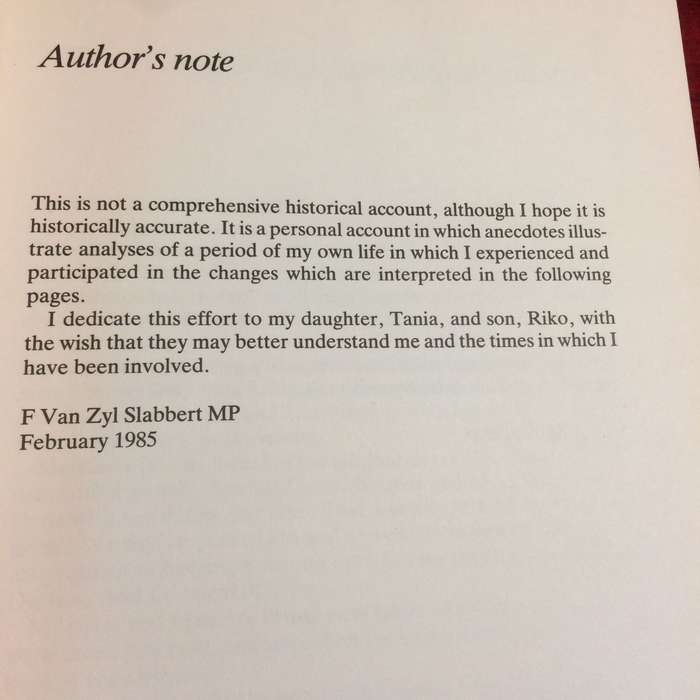 The Last White Parliament - Frederik Van Zyl Slabbert (1985 1st Edition Hardcover)