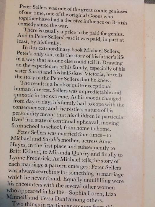 PS I Love You: An Intimate Portrait of Peter Sellers 1925-1980 - Michael Sellers (1981 1st Edition)