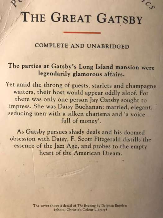 The Great Gatsby - F Scott Fitzgerald
