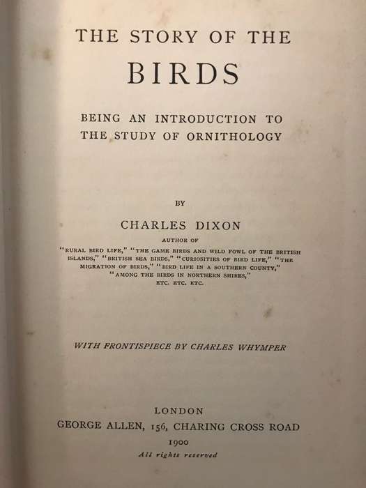 The Story of the Birds: Introduction to the Study of Ornithology - Charles Dixon (1900 1st Edition)