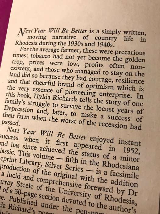 Next Year Will Be Better and the Verse of 'T' - Hylda Richards (Rhodesiana Reprint Library 1975)