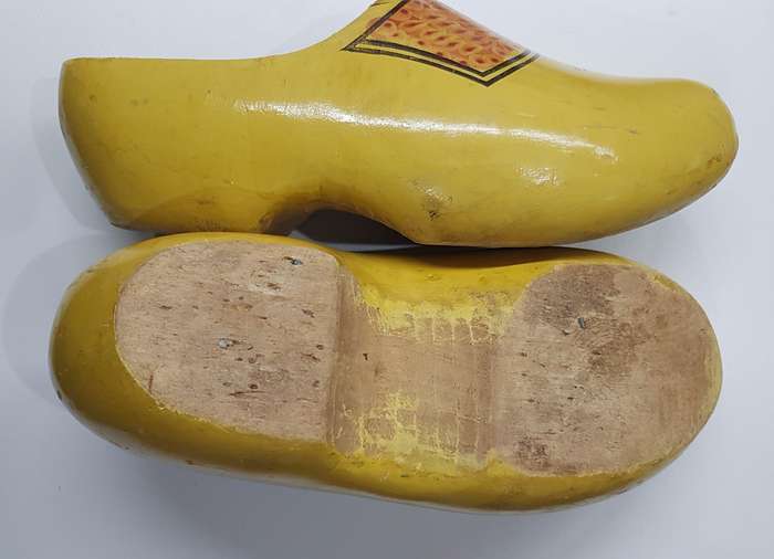 Pair of Large Handmade Adult Dutch Wooden Clogs.  These are Vintage Wett. V.V Ged.