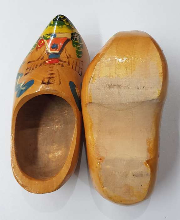 A True vintage Pair of Handmade ornamental Dutch Wooden Clogs
