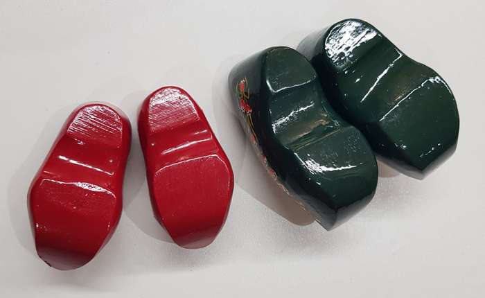 A set of graduated Handmade ornamental Dutch Wooden Clogs.