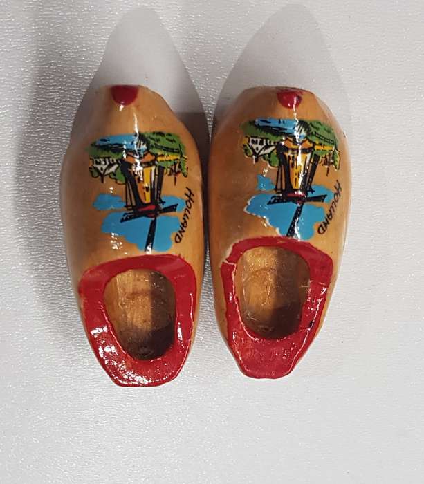 A pair of miniature (dolls size) Handmade ornamental Dutch Wooden Clogs.