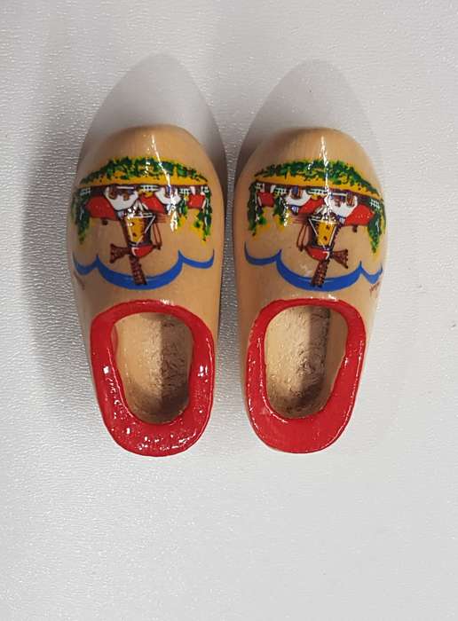 A pair of miniature (dolls size) Handmade ornamental Dutch Wooden Clogs.