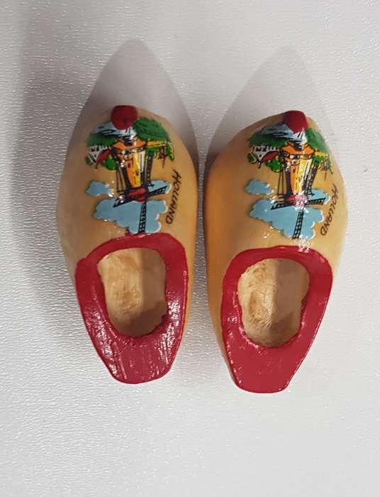 A pair of miniature (dolls size) Handmade ornamental Dutch Wooden Clogs.