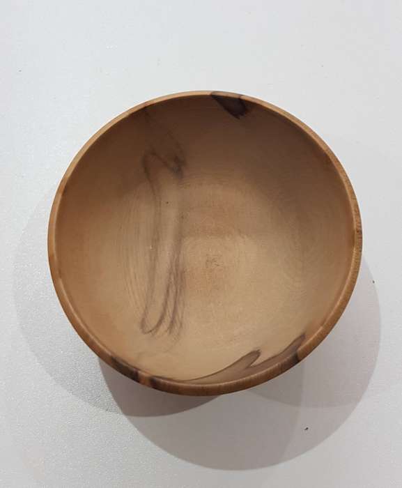 Vintage wooden bowl. Small Round turned Sassafras wooden souvenir bowl. Marked Tasmanian Sassafras