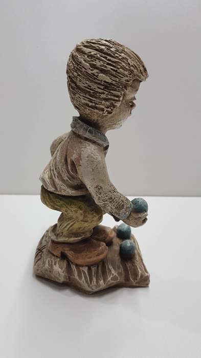 Vintage Resin Statue/Figurine - Boy playing Jeu de Boules (Petanque).