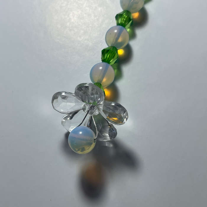 Green and Shimmery Flower Bag Charm