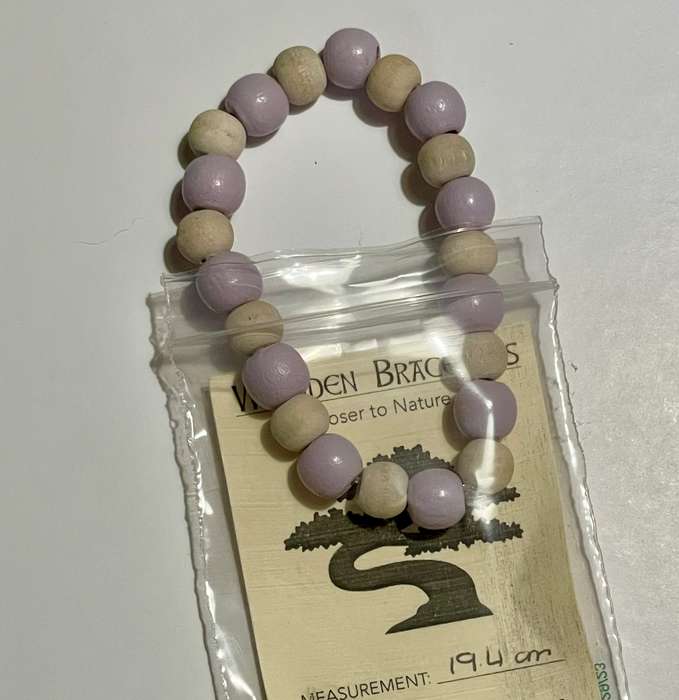 Lilac & Cream Wood Bracelet