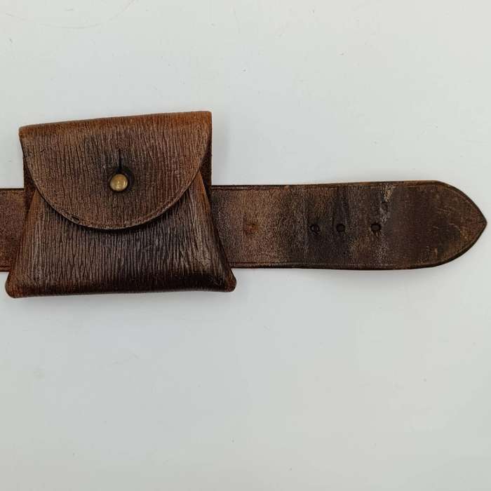 Vintage leather belt with ammo pouch - unusual shape