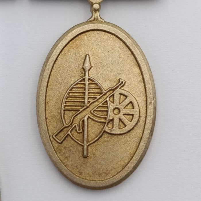 SANDF MK  30 Year Gold colour sterling silver medal and miniature - low number #52