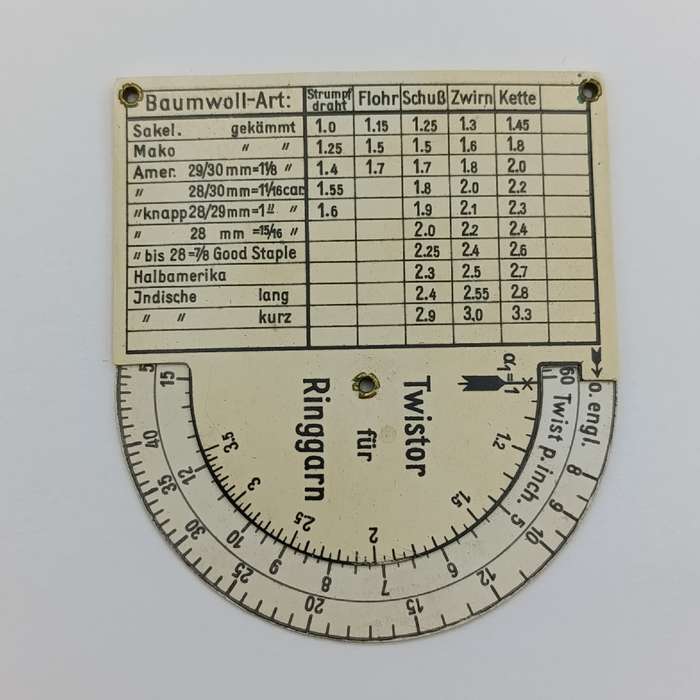 Rieter Twist calculator - antique in pouch