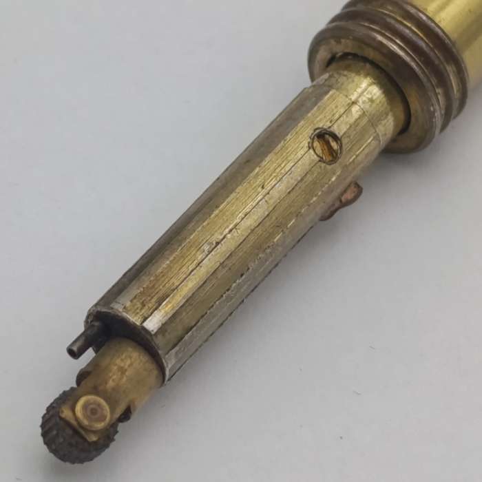 Very long vintage brass stick lighter in pouch - working