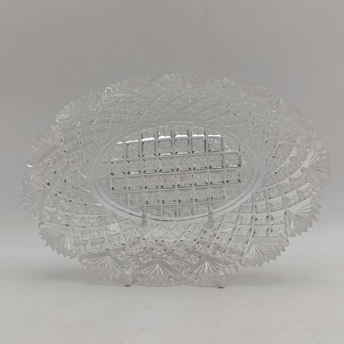 Vintage Crystal glass oval bowl - small chips