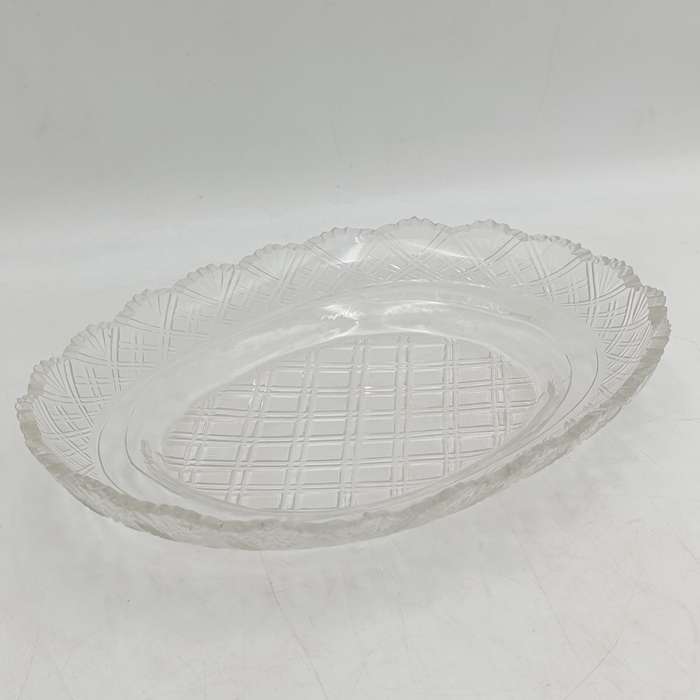 Pair of Vintage Crystal glassware oval platters - some small chips