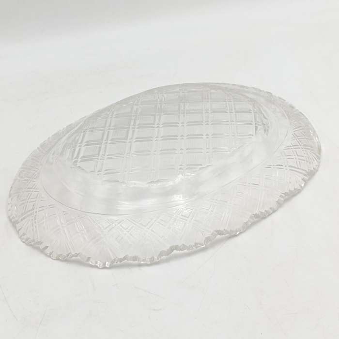 Pair of Vintage Crystal glassware oval platters - some small chips