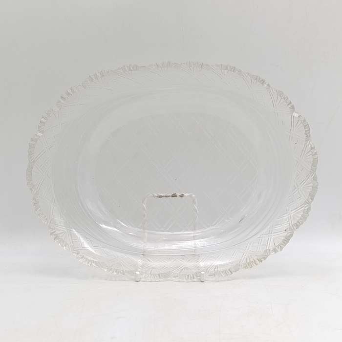 Pair of Vintage Crystal glassware oval platters - some small chips