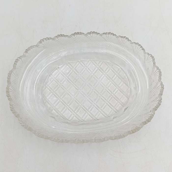 Pair of Vintage Crystal glassware oval platters - some small chips