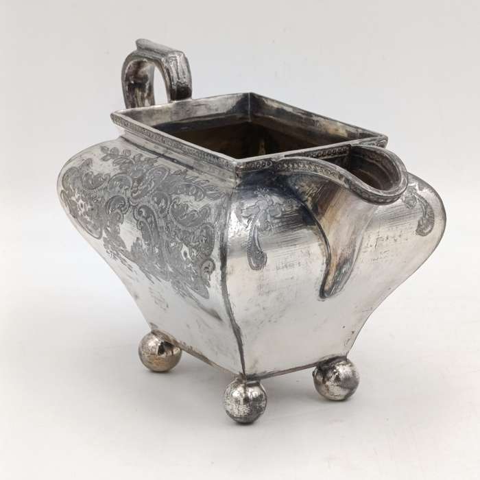 Antique Art Deco Pewter milk and sugar bowl