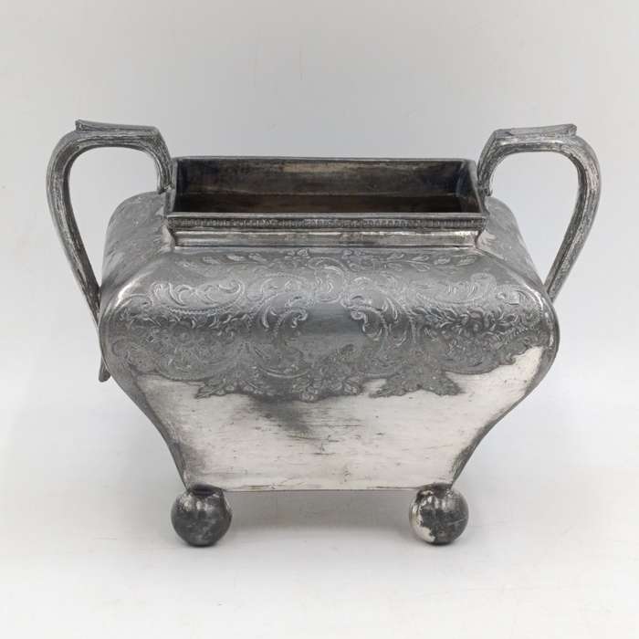 Antique Art Deco Pewter milk and sugar bowl