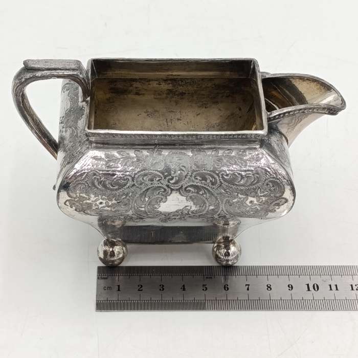 Antique Art Deco Pewter milk and sugar bowl
