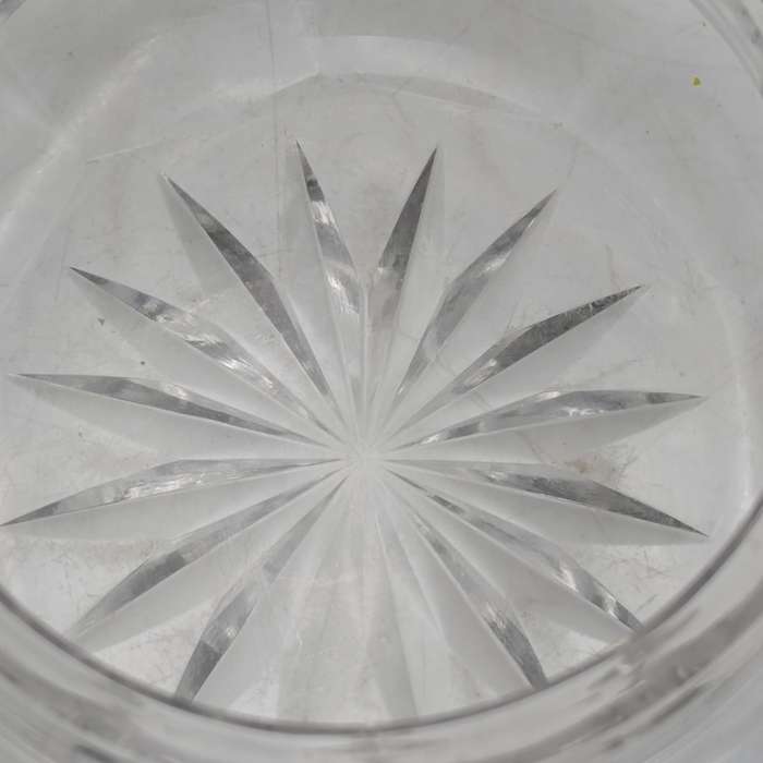 Vintage lead glass holder with silver lid - no hallmarks