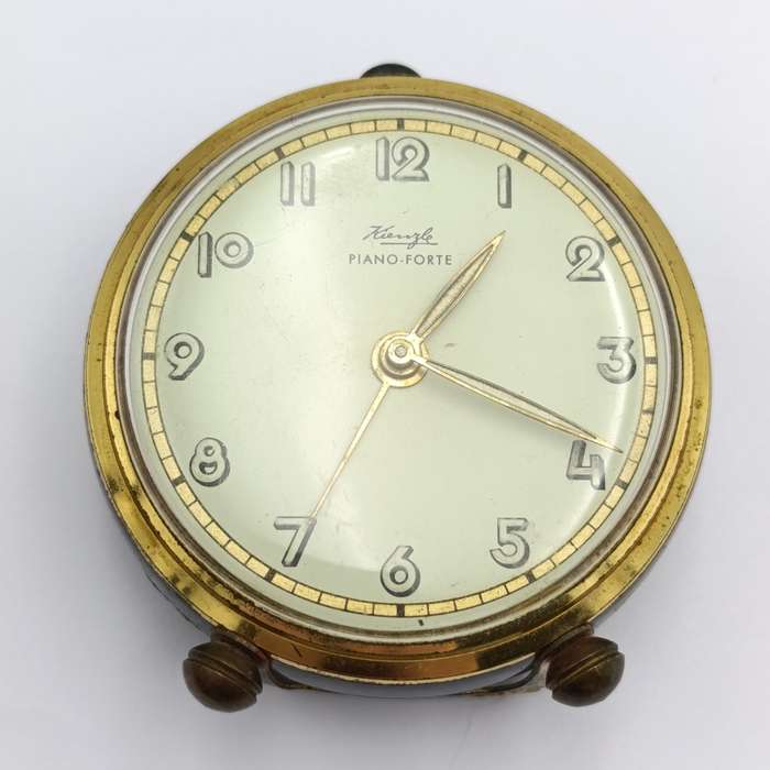 Vintage Kienzle Piano-Forte mechanical bedside alarm clock - working