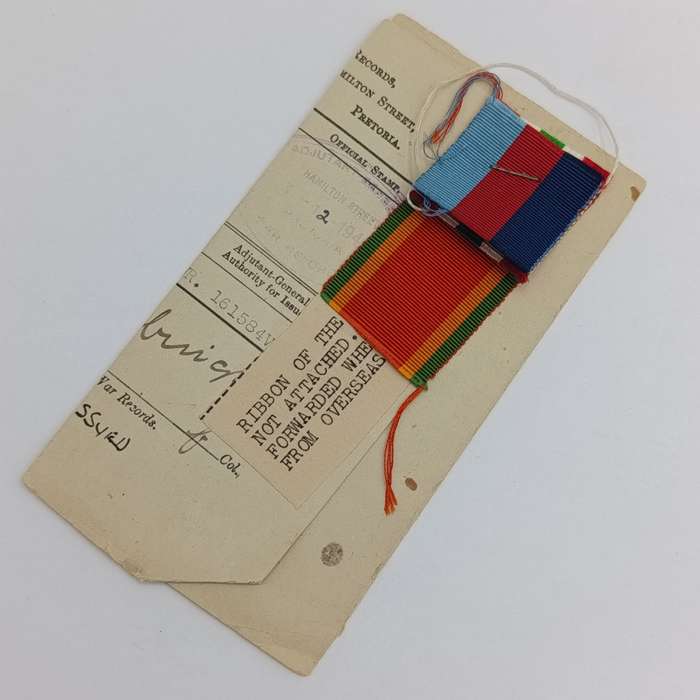Set of WW2 Red Cross Medic Medal set issued to 161584 J.W.N Fourie