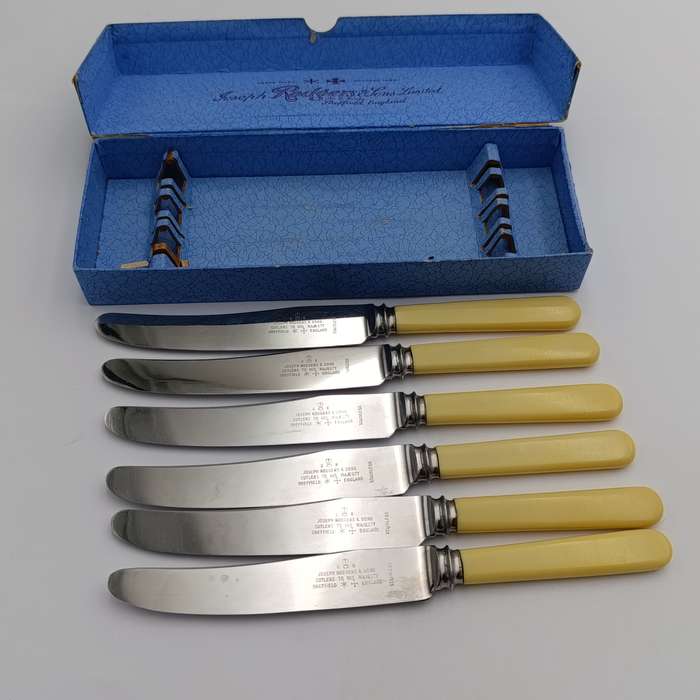 Lot of 6 Joseph Rodgers smaller table knives plus 6 larger table knives in original boxes