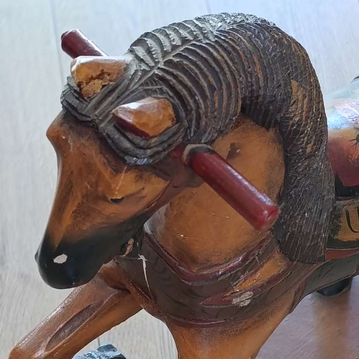 Antique hand carved wooden rocking horse