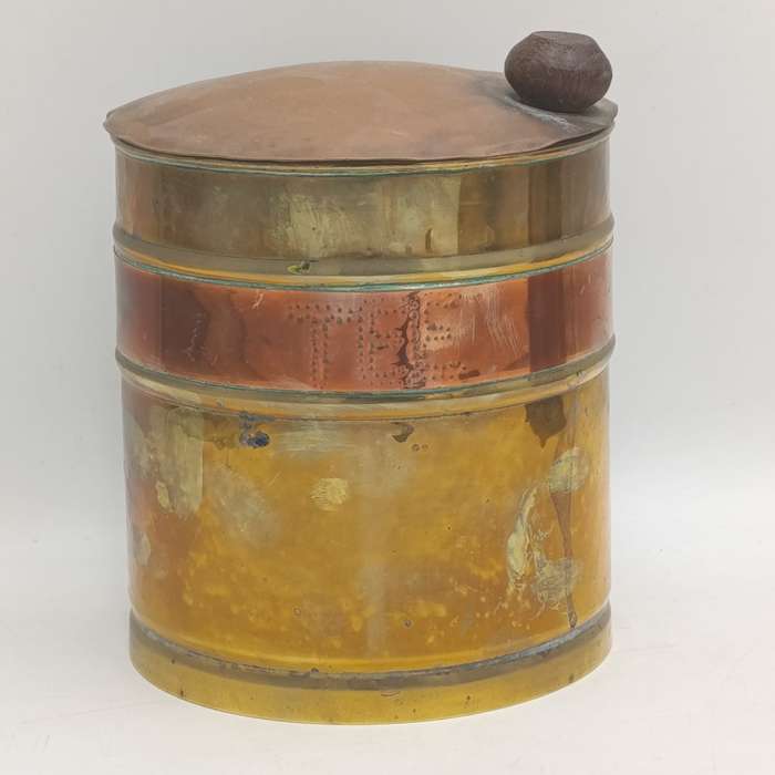 Vintage Copper and brass set of 3 holders for coffee, Tea, Sugar - Afrikaans
