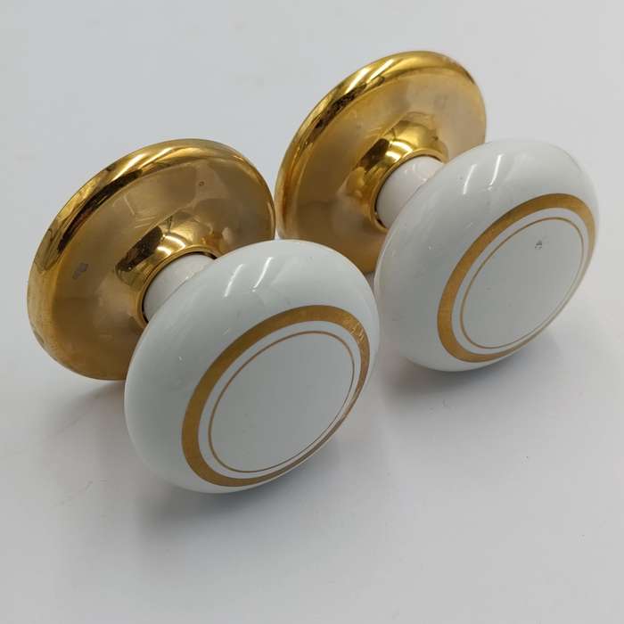 Vintage Victorian Style porcelain and brass door handles